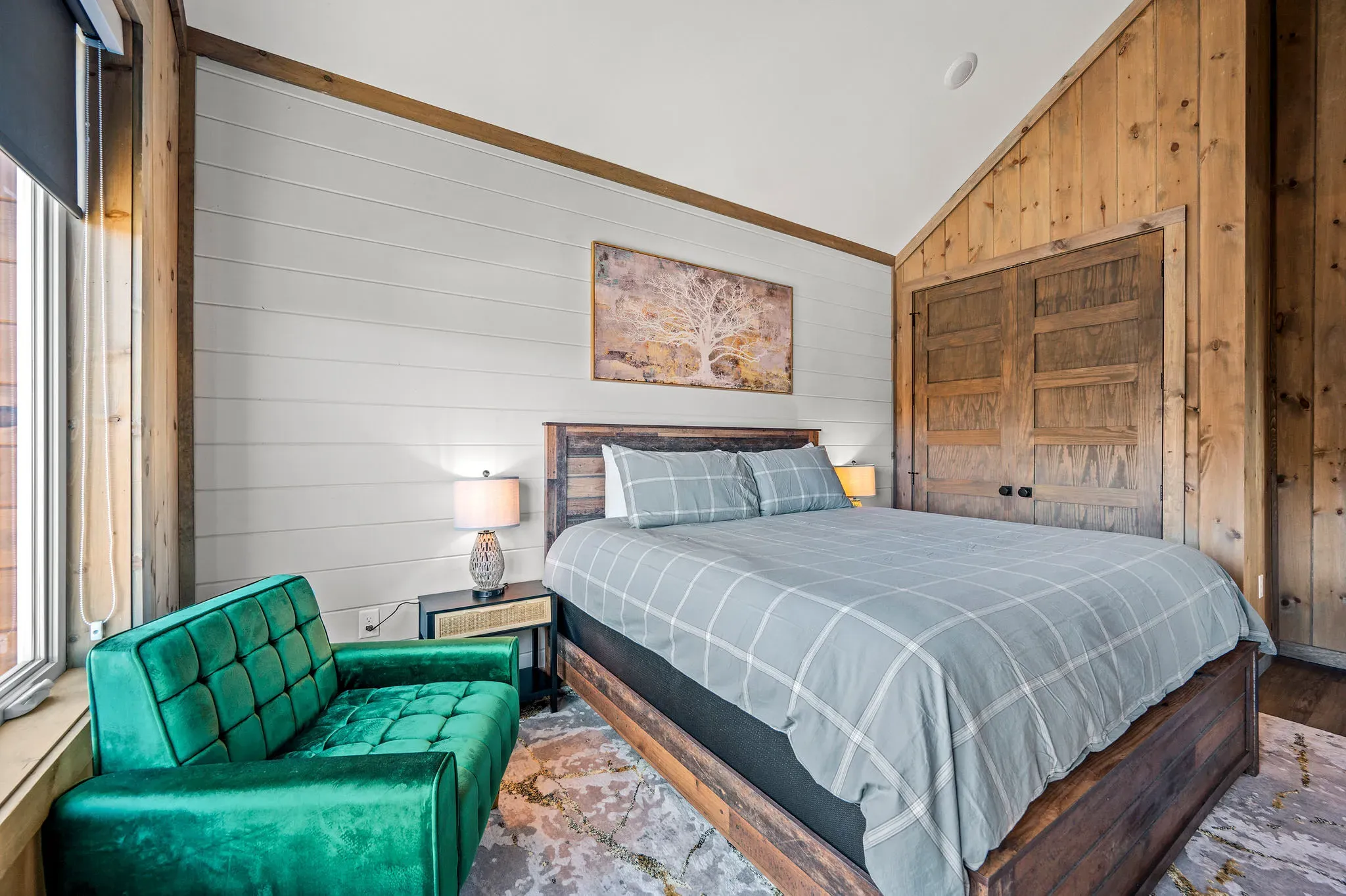 King bedroom suite with warm timber