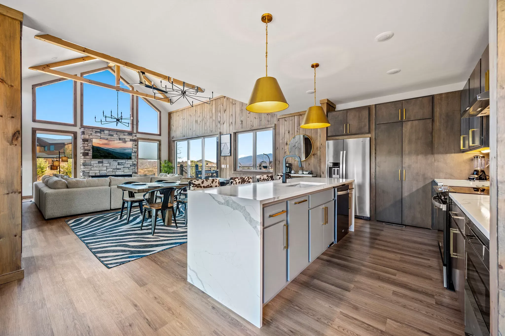 Gourmet kitchen with island and stainless appliances